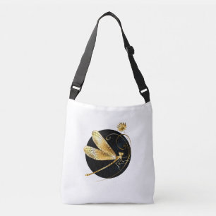 Sac Ajustable libellule d'or en cercle noir