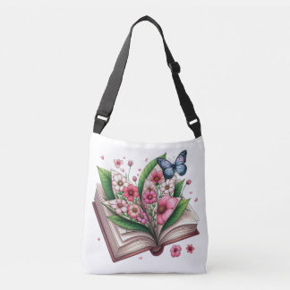 Sac Ajustable Livre ouvert avec floral rose et papillon