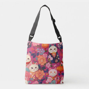 Sac Ajustable Lucky cat Kimono motif inspiré tissu japonais