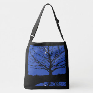 Sac Ajustable Lune avec arbre, Bleu Cobalt, Noir et Blanc