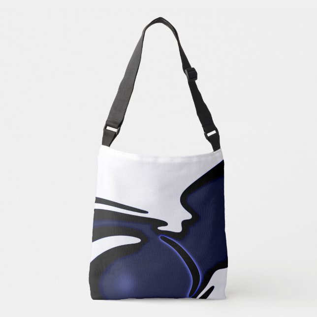 Sac Ajustable Lune bleue : Bleu Abstrait, Blanc & Noir (Devant)