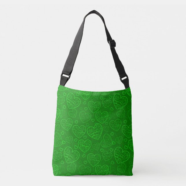 Sac Ajustable Luxe Moderne Élégant Amour Vert Coeur (Devant)