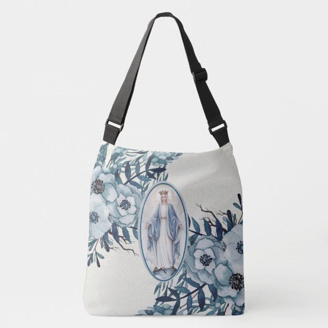 Sac Ajustable Madame florale bleue de | de dentelle de Vierge (Devant)