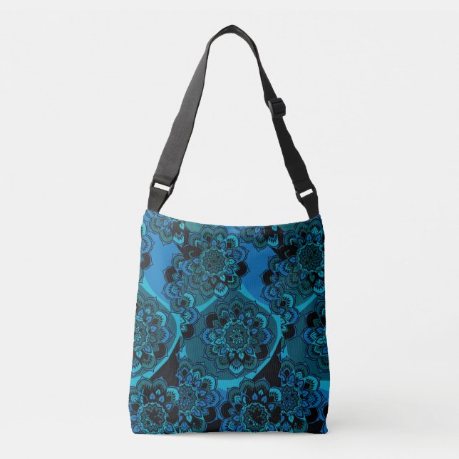 Sac Ajustable Mandala Design avec Bleu de Cobalt, Turquoise, Gri (Devant)
