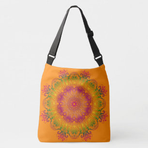 Sac Ajustable Mandala floral ethnique sur le fond orange