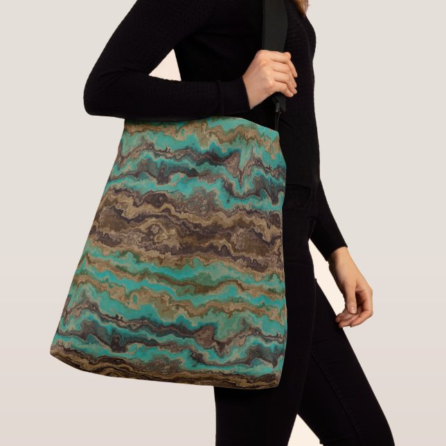 Sac Ajustable Marbre vert turquoise et marron Abstrait (De près)