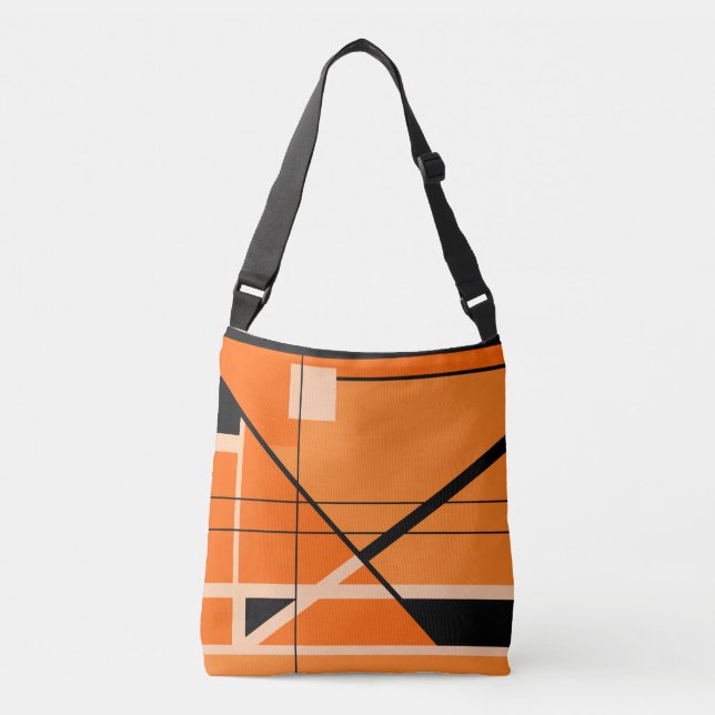 Sac Ajustable MCM Inspiré en beige noir sur Orange géométrique (Devant)