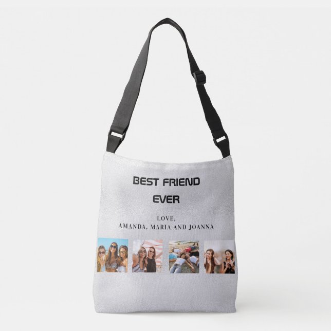 Sac Ajustable Meilleurs amis argent photo collage noms (Devant)