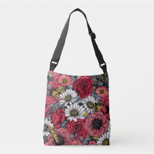 Sac Ajustable Mélange de fleurs en rouge et gris