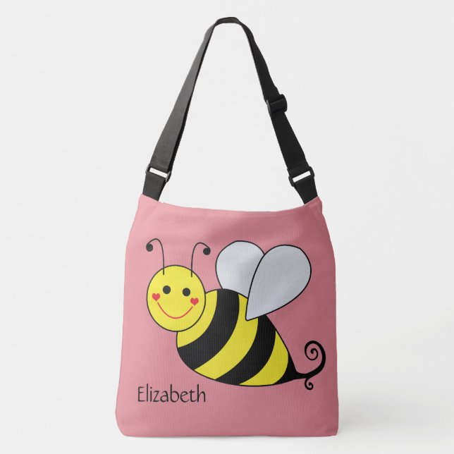 Sac Ajustable Mignon gaffez l'abeille dans le rose personnalisé (Devant)
