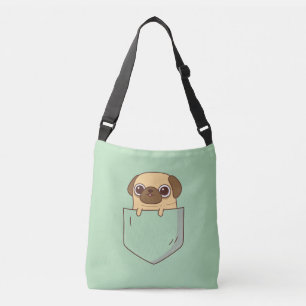 Sac Ajustable Mignon Pug Doodle Dans Une Fausse Poche Verte