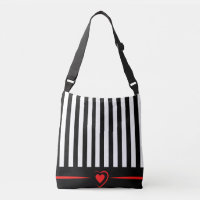 Mod Black & White Stripes avec Bright Red Heart