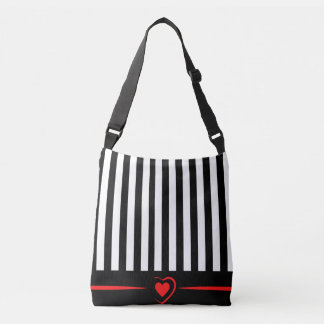 Sac Ajustable Mod Black & White Stripes avec Bright Red Heart