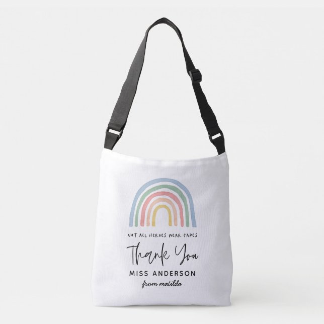 Sac Ajustable Moderne aquarelle arc-en-ciel professeur merci cad (Devant)