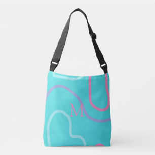 Sac Ajustable Monogramme Aqua Rose Violet Design moderne