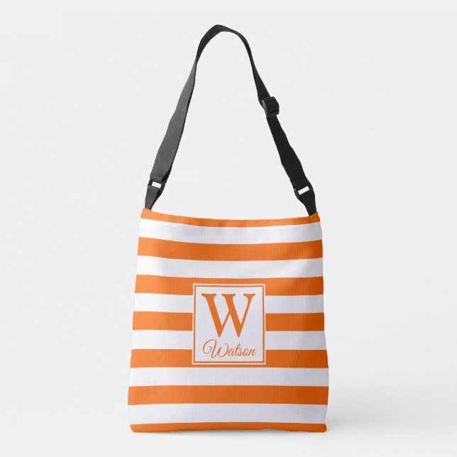 Sac Ajustable Monogramme | Bandes orange | Fun Modern (Dos)