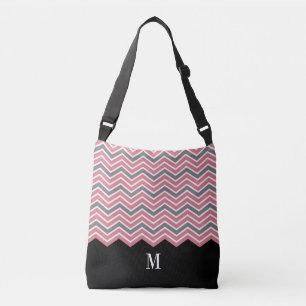 Sac Ajustable Monogramme de Chevron gris rose classique
