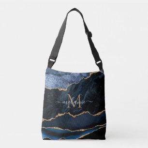 Sac Ajustable Monogramme de marbre en pierre de taille bleu mari