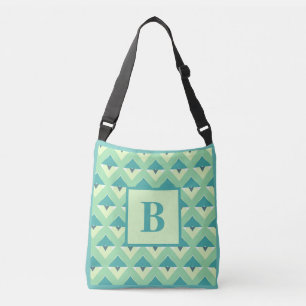 Sac Ajustable Monogramme de Motif géométrique turquoise et bleu