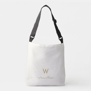 Sac Ajustable Monogramme de script d'or ivoire moderne