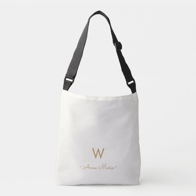 Sac Ajustable Monogramme de script d'or ivoire moderne (Devant)