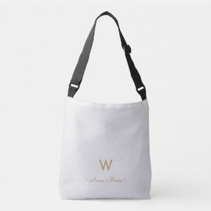 Sac Ajustable Monogramme de script or gris clair moderne