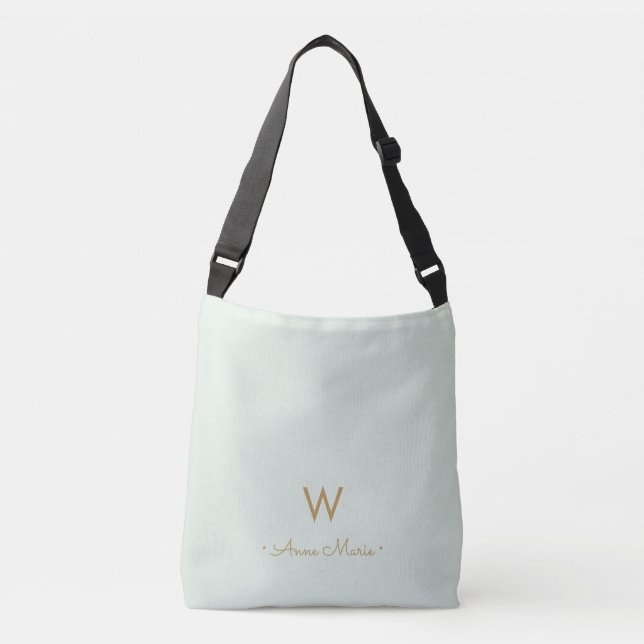 Sac Ajustable Monogramme d'or moderne Sage Green (Devant)