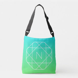 Sac Ajustable Monogramme géométrique cool   Ombre Vert bleu et c