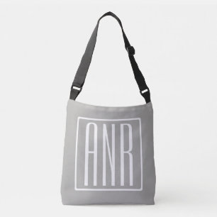 Sac Ajustable Monogramme initial Blanc sur gris clair