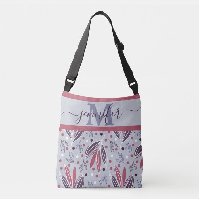 Sac Ajustable Monogramme moderne Motif botanique (Devant)