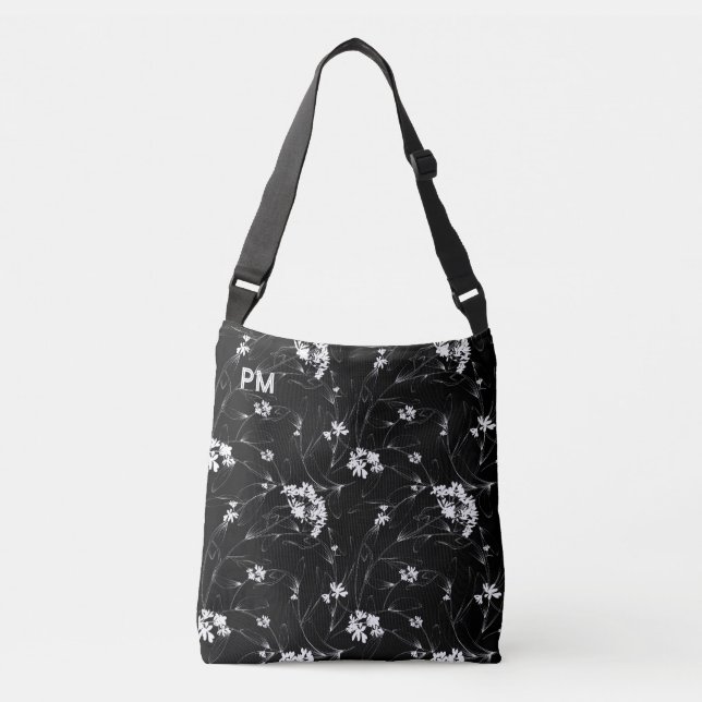 Sac Ajustable Monogramme personnalisé floral  (Devant)