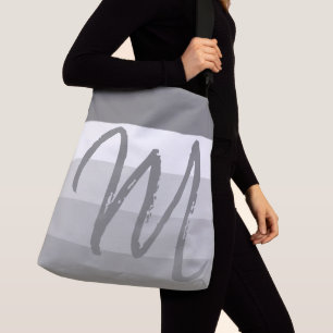 Sac Ajustable Monogramme personnalisé M Motif rayé gris blanc