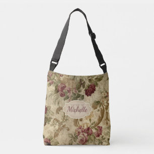 Sac Ajustable Monogramme rose et nom de vin floral vintage