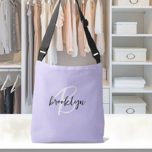 Sac Ajustable Monogramme tendance lavande blanc noir Script 