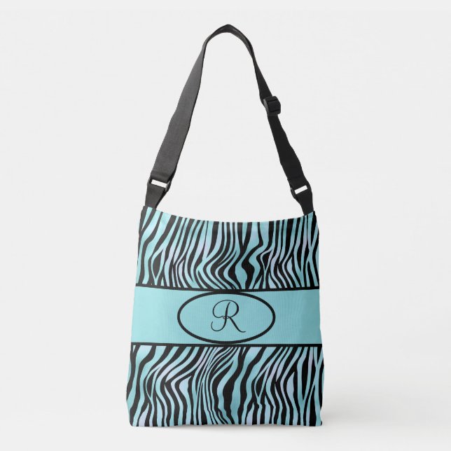 Sac Ajustable Monogramme Zebra Stripe Turquoise Turquoise et Noi (Devant)