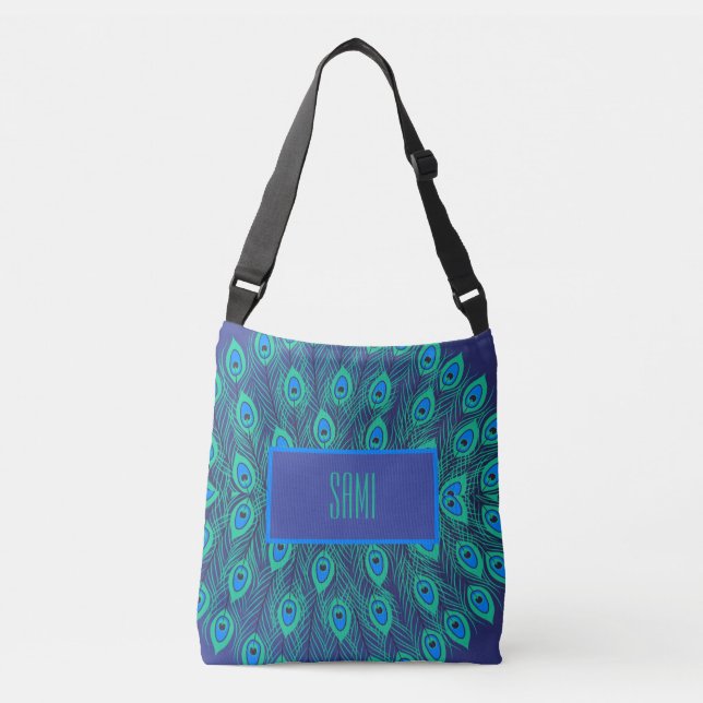 SAC AJUSTABLE MOQUETTES DE PEACOCK STYLISÉES ET VERT BLEU TURQUO (Devant)