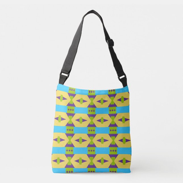 Sac Ajustable Motif Abstrait jaune vert et bleu avec points (Devant)