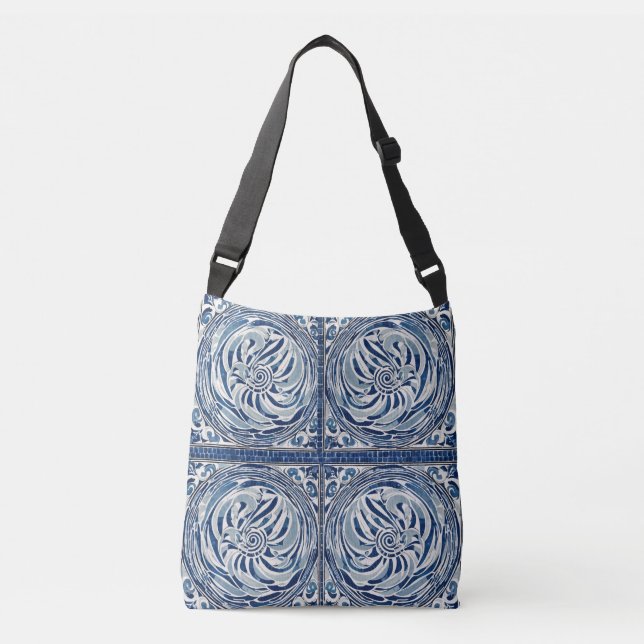 Sac Ajustable Motif blanc bleu tourbillon 02 (Devant)