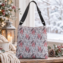 Motif botanique moderne rouge et gris