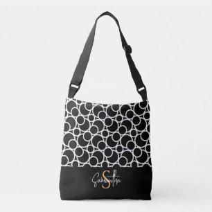 Sac Ajustable Motif Cercle noir et blanc avec Monogramme
