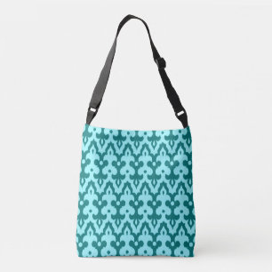 Sac Ajustable Motif damassé Ikat marocain, turquoise et aqua