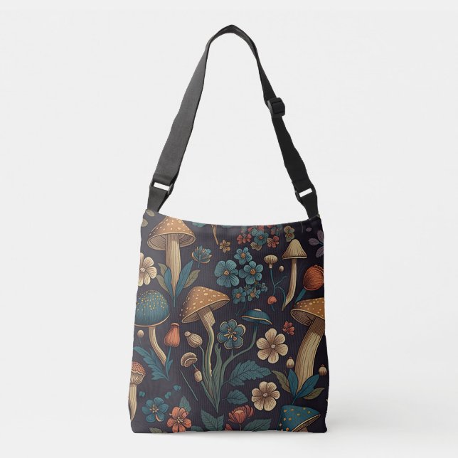 Sac Ajustable Motif de champignons et de fleurs 1 (Devant)