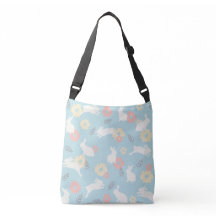 Motif de fleurs de lapins mignons