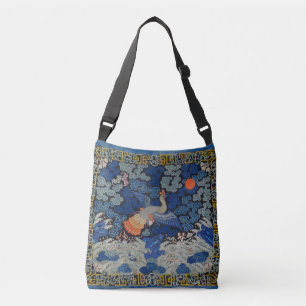 Sac Ajustable Motif de grue chinoise vintage : bleu impérial
