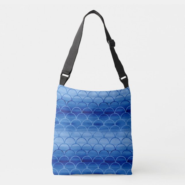 Sac Ajustable Motif de l'échelle d'aquarelle bleue sur toute imp (Devant)