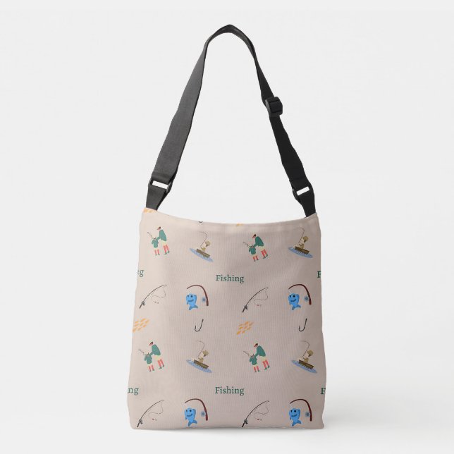 Sac Ajustable Motif de pêche sur brun (Devant)