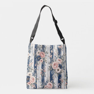 Sac Ajustable Motif de rayure florale marine à l'aquarelle