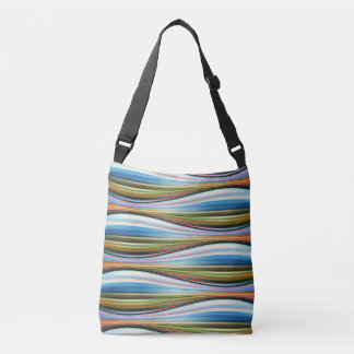 Sac Ajustable motif de vagues vert jaune bleu orange sur totebag