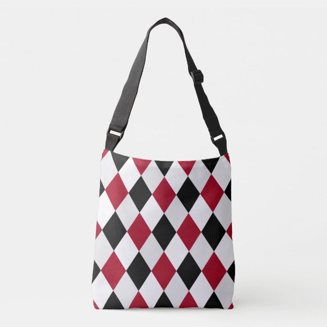 Sac Ajustable Motif diamant de l'arlequin noir et rouge (Devant)