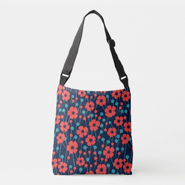 Sac Ajustable Motif d'impression floral bleu marine (Devant)